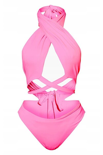 NO BRAND Costum de baie clasic roz, mulat, cu decupaje, Prettylittlething 44