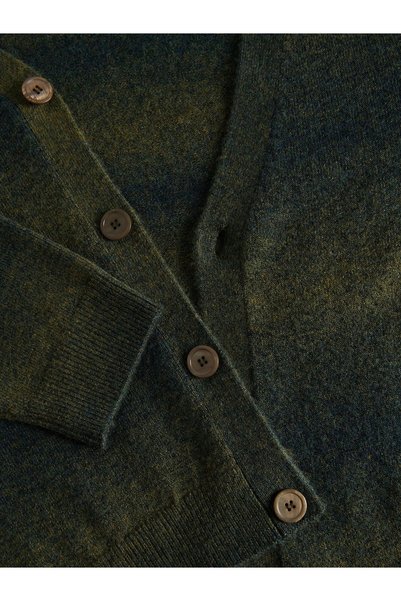 NO BRAND Cardigan tricotat verde cu inserții de lână, pulover cu fermoar, Res...
