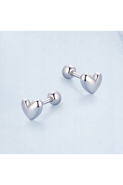NO BRAND Cercei argint 925 sterling, inimi, tip știft, cu închidere cu șurub,...