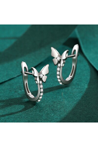NO BRAND Cercei din argint 925 sterling cu zirconiu, model fluture, închizăto...
