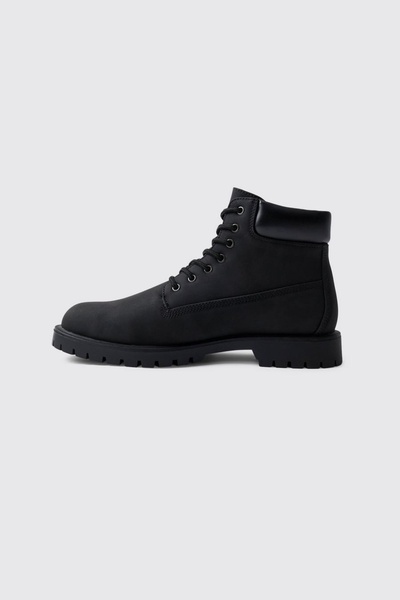 NO BRAND Pantofi negri din piele ecologică, cu șireturi, clasici, boohooman, ...