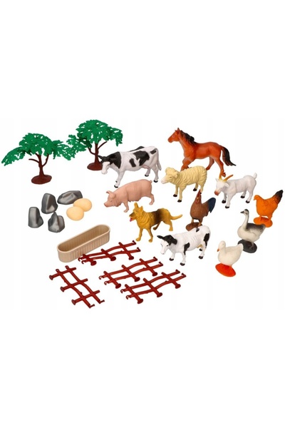NO BRAND Set Figurine și Accesorii în Borcan Animale de Fermă 30 buc. Faunica