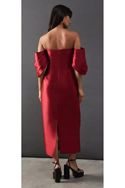 NO BRAND Rochie de cocktail Midaxi roșie Bardot Depozit Spania 40