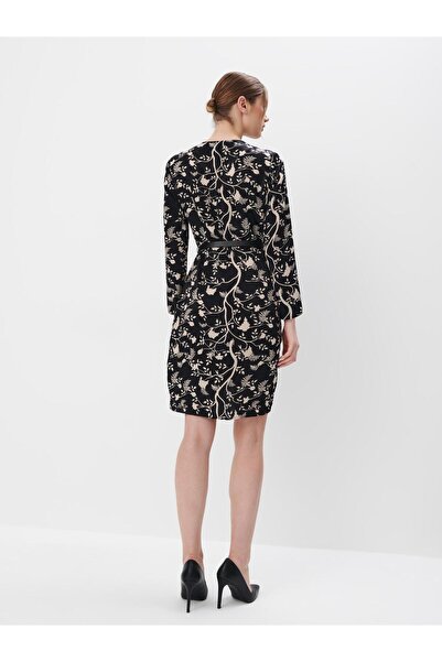 NO BRAND Rochie mini cu imprimeu trapezoidal, clasică, cu mânecă lungă și dec...