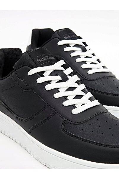 NO BRAND Adidași joși alb-negru, cu șireturi, din piele ecologică, clasici, c...
