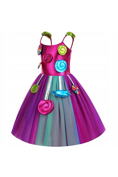 NO BRAND Rochie Costum Zână Curcubeu Prințesă Bomboană Bal Lollipop 104 110