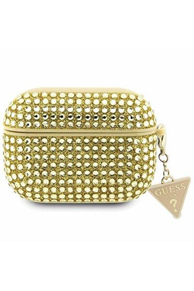 Guess Rhinestones Triangle Metal Logo AirPods Pro Case - Gold
