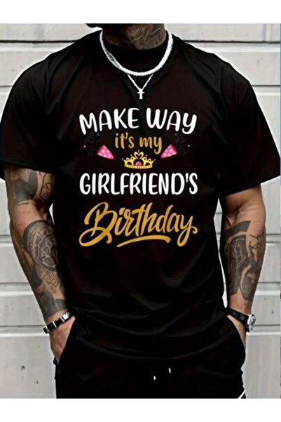 LİNA06 تي شيرت مصنوع من القطن بنسبة 100%، تي شيرت مطبوع عليه It's My Girlfrie...