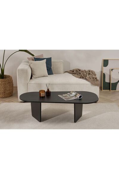 Rani Mobilya Rani Home Orta Sehpa Ahşap Desenli Siyah 130 Cm AB-5415