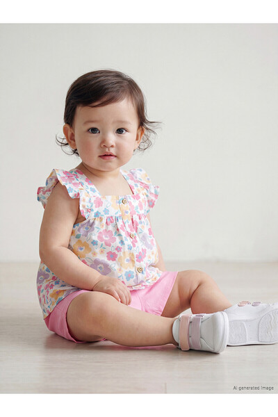 LC Waikiki Nevavm with Difference Square Collar Floral Baby Girls Blouse and ...