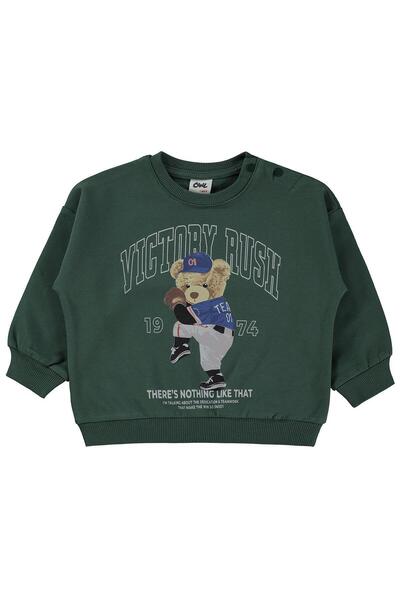 Civil Baby Teddy Bear Printed 6-18 Months Sweatshirt - Green