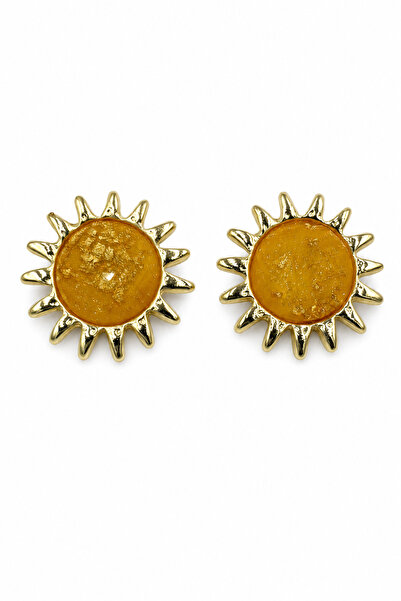 Jack Ferrero Glittering Yellow Sun Design Bijoux Earrings