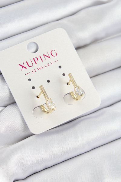 Mega Bazaar أقراط Xuping Zircon Stone I موديل ذهبي اللون للنساء