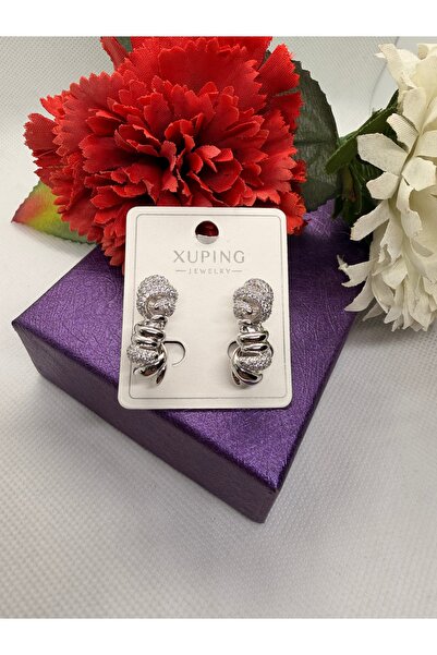 XUPING JEWELRY Zircon Stone Knot Model Silver Color Steel Earrings