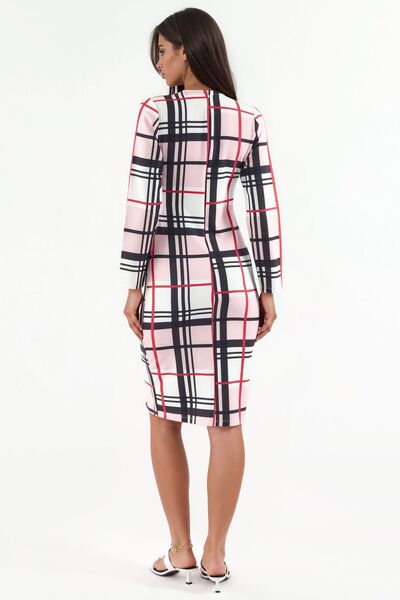 Hiccup Msn Plaid Cut-Out Detailed Midi Bodycon Dress