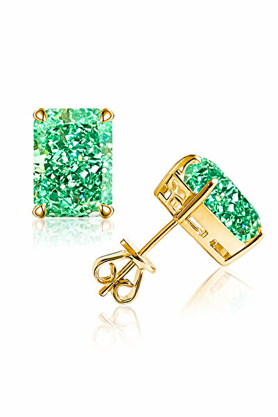 MEETMAY 18K Gold Plated S925 Silver Radiant Cut Earrings - 4ct 8x10mm Crushed...