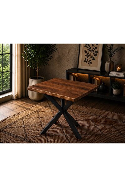 CENGİZ KÜTÜK MASA GÖRÜNÜMLÜ 80X80 MDFLAM BAROK CEVİZ MASA
