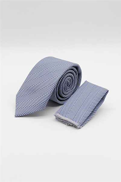 İmza Blue-Grey Patterned 7 cm Tie 1090260117
