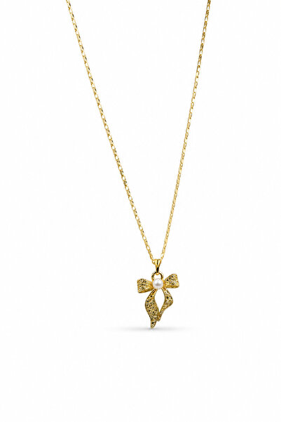 Jack Ferrero Stylish Bijouterie Necklace with Yellow Bow Design and Pearl Detail