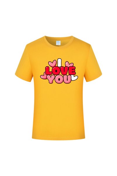 MARİ Tricou galben personalizat ,, I love You "