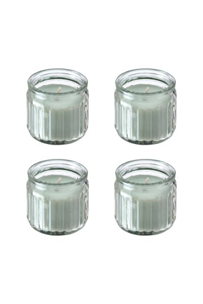 IKEA HÖKGÖK 4-Piece Scented Glass Candle Set – Apple, Light Green, 12-Hour Burn