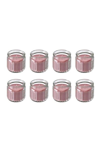 IKEA HÖKGÖK 8-Piece Scented Glass Candle Set – Red Berry, Light Pink, 12-Hour...
