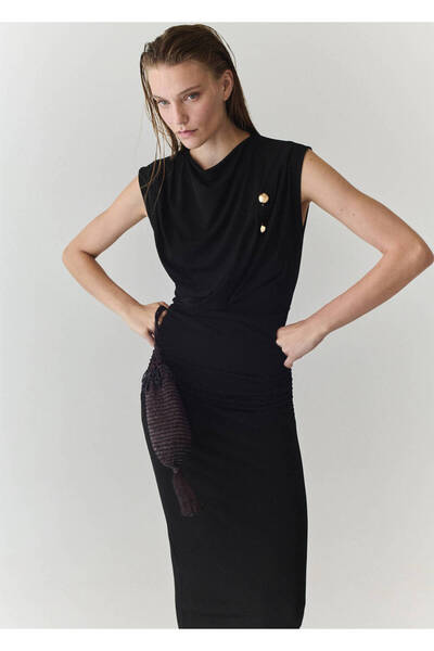 MANGO Woman Drape midi elbise
