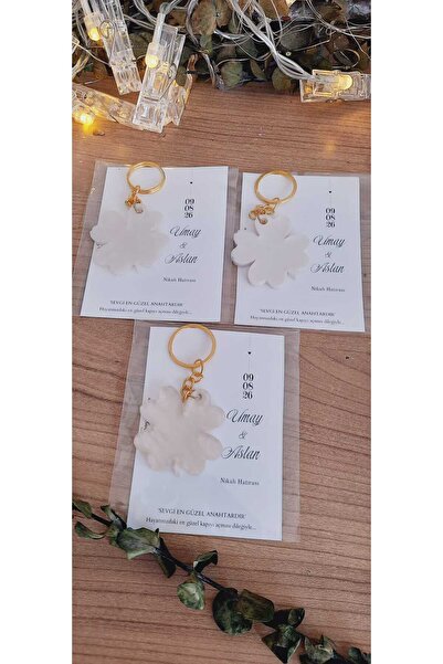 SevgiliAtolyemm 10 Pieces Clover Keychains Wedding,Engagement,Poetry, Wedding...