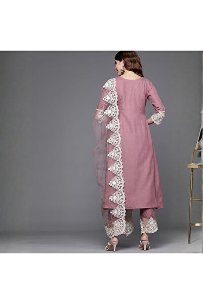 MYSMAR Women Emboridered Viscose Kurta and Pant Set with Dupatta - ALV2011-Si...