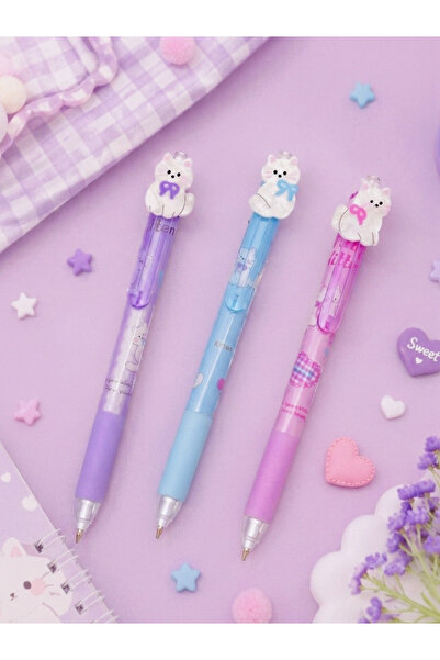 ÖZ OFİS Kawaii Sevimli Kedi Temalı 0.7 Lüks Charmlı Uçlu Kalem - Yeni Sezon T...