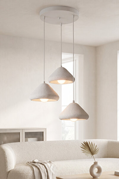 the mr east Mantar Başlıklı 3'lü Sarkıt Avize 24 x 24 Modern Tasarım Salon ve...
