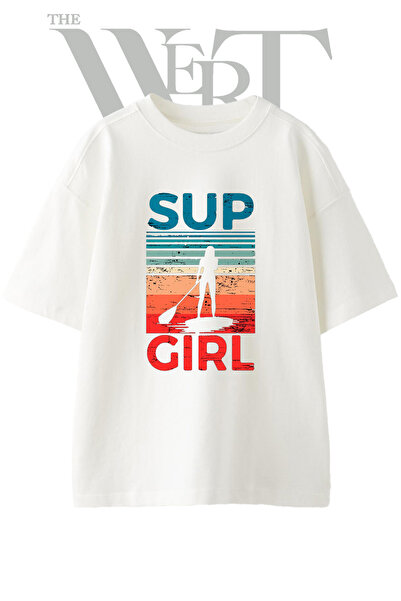 THEWERT Sup Girl Design Printed Unisex White Oversize T-Shirt