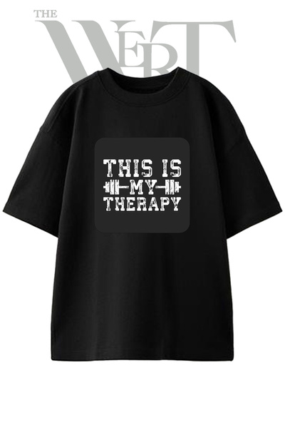 THEWERT Μπλουζάκι Dumbbell Therapy Design με στάμπα Unisex Μαύρο Oversize