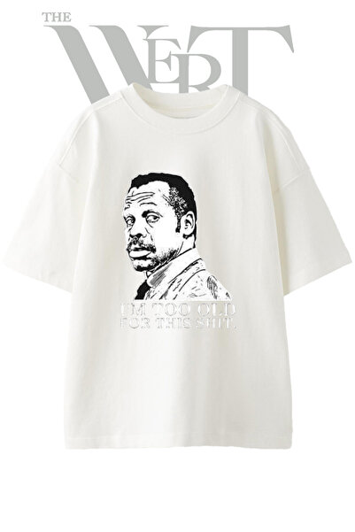 THEWERT Roger Murtaugh_1 Tricou oversize alb unisex cu imprimeu de design