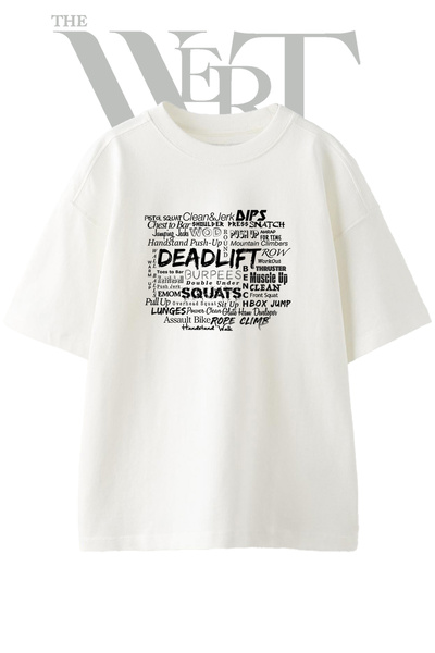 THEWERT Workout Exercise Design Printed Unisex White Oversize T-Shirt
