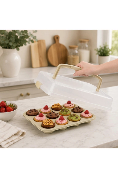 cicizuccaciye Sweetcase Kapaklı Muffin Kalıbı (Krem)