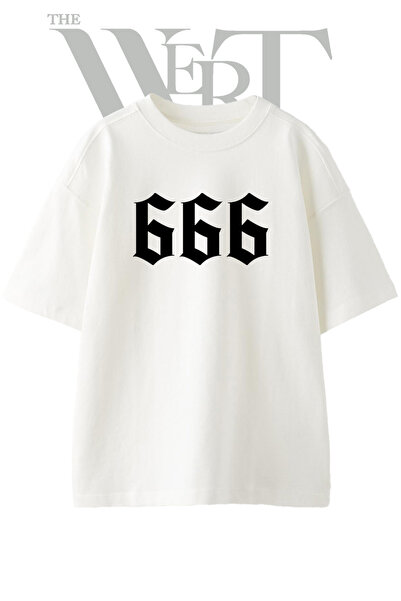 THEWERT Blackletter g Design Printed Unisex White Oversize T-Shirt