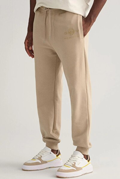Gant Men's Regular Fit Sweatpants with Logo Beige Erkek Regular Fit Pamuk Eşo...