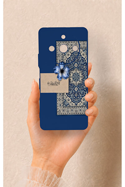 Vip Case Realme 11 Pro Uyumlu Mavi Etnik Halı Desenli Silikon Kılıf
