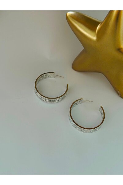 BYYEŞO Wicker Look Detail Hoop Earrings (Steel)