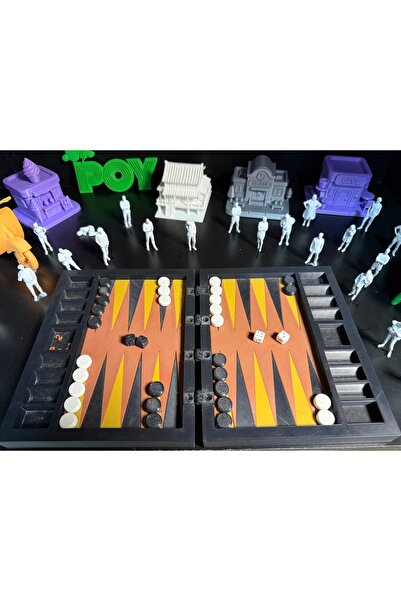 3D Baskı Katlanabilir Mini Tavla Oyunu – Taş ve Zar Dahil | Seyahat Tipi Masa Oyunu