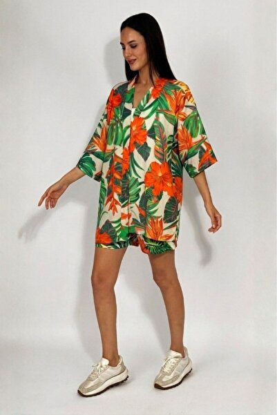 Betimoda Σετ με υφαντό βισκόζη Casual Cutout Kimono σορτς κάτω επάνω