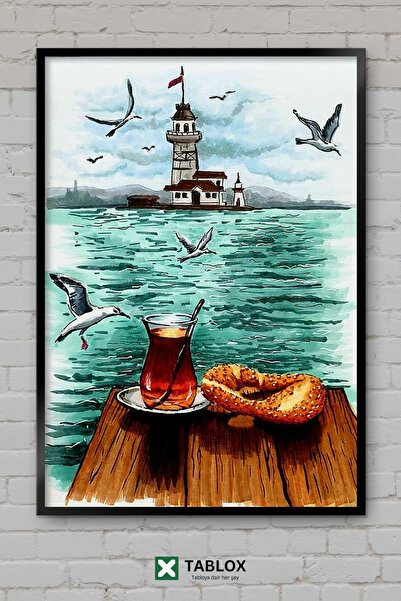 TABLOX Istanbul Turcia Turnul Fetelor din oraș Peisaj Simit Ceai Tablou decor...