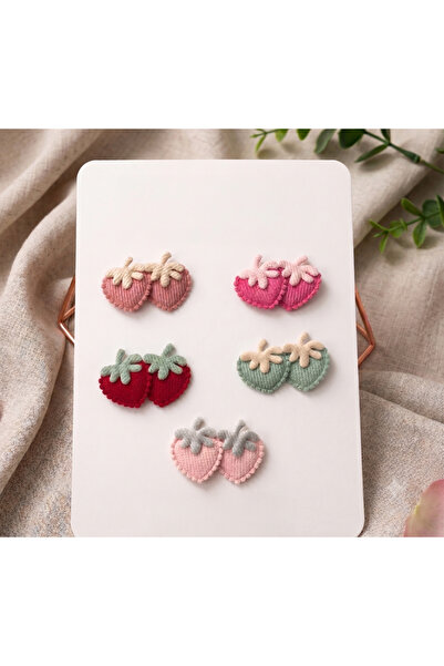 Jeevee 3-Piece Soft Textured Double Strawberry Hair-Free Baby Hair Clip Set