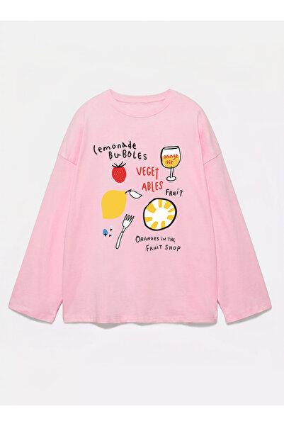Disante 100% bumbac, cu potrivire oversize, cu imprimeu Orange Pie - Tricou c...
