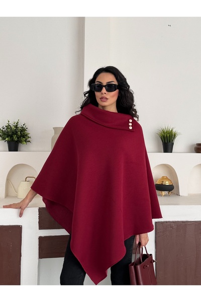 Dark Lavish Kadın Şık Tasarımlı Kaşe görünümlü panço