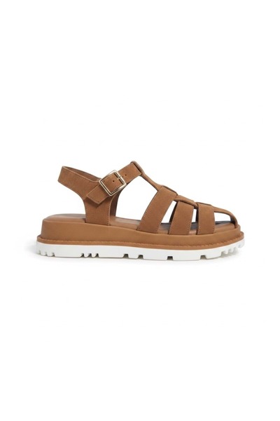 Bulldozer Women's Suede Leather Sandals T-261739 - Tan - 37
