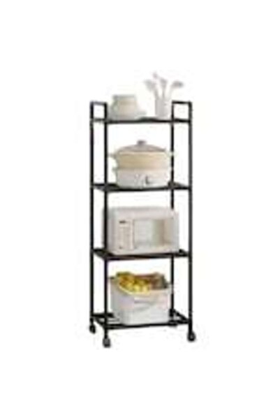 OEM Raft bucatarie, 4 polite, negru, fier, 130x42x32cm