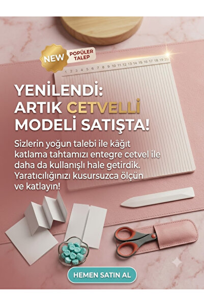 Printona 18x18 cm Kağıt ve Karton Katlama Aparatı Kırım Tahtası - Hobi Zarf D...