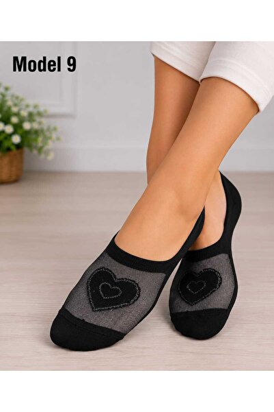VitaMood Yaşam 1 pair women's lace trimmed ballet flats socks sheer tulle pat...